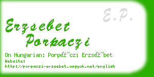 erzsebet porpaczi business card